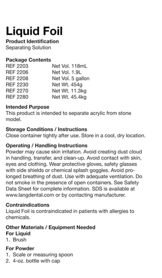 Lang Dental Mfg Co # 2203