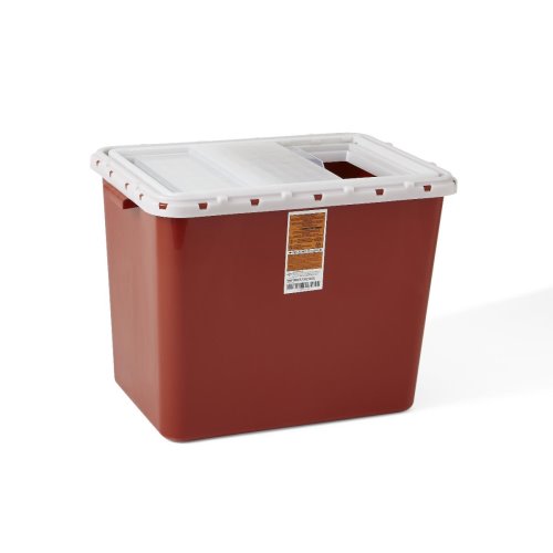 Medline MDS705210SL 10 Gallon Red Slide Sharps Container Case ...