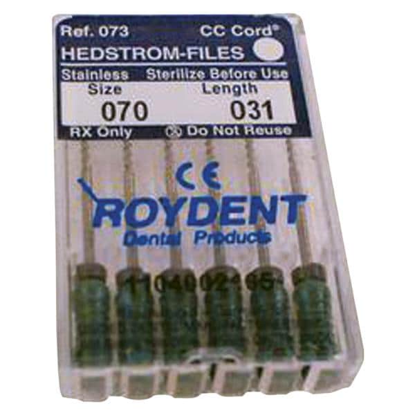 Roydent Dental 07331040R, Hedstrom Files 31mm, Dental Instruments, Box