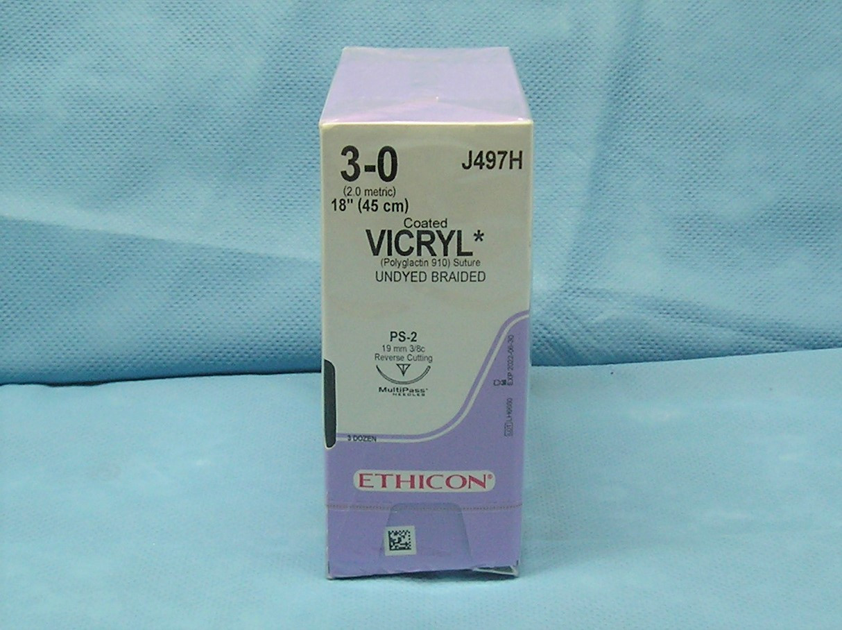 Ethicon J497H - Vicryl Absorbable Suture, Polyglactin 910, PS-2 Rev Cut ...